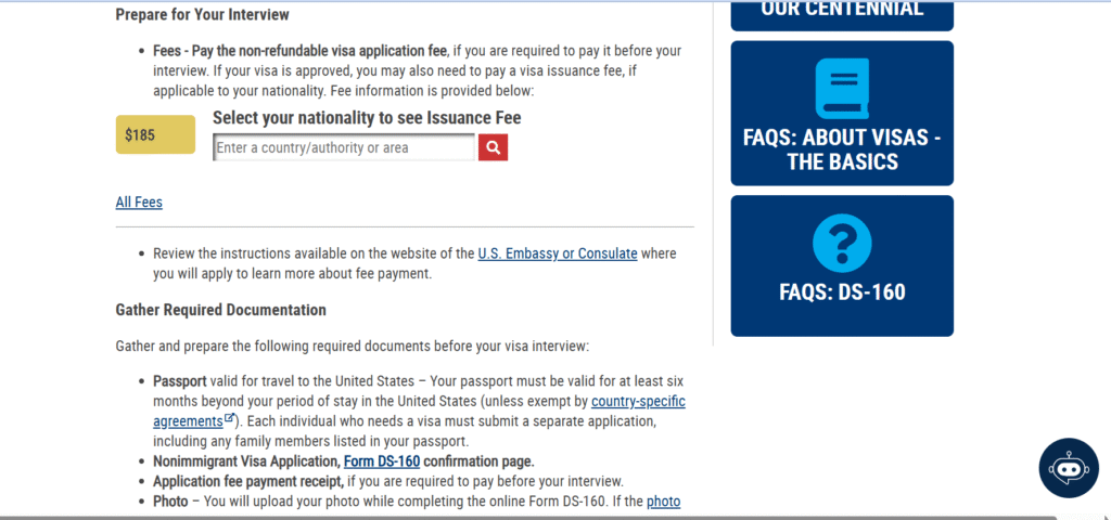 DS-160 fees